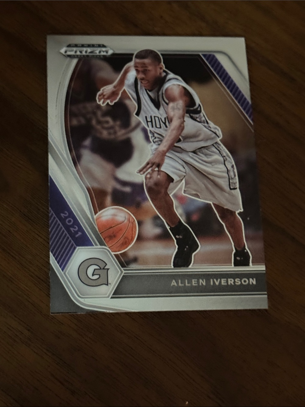 Panini Purple White Allen Iverson Basketball Trading Card w/ card protector